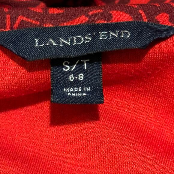 Lands End Size Small Tall Red and Black Faux Wrap Dress - Picture 7 of 8